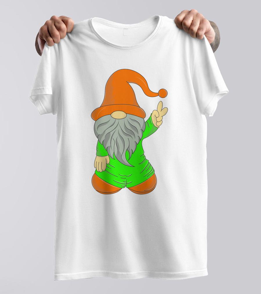 Cute Gnome Say Hi Peace Gesture T-Shirt