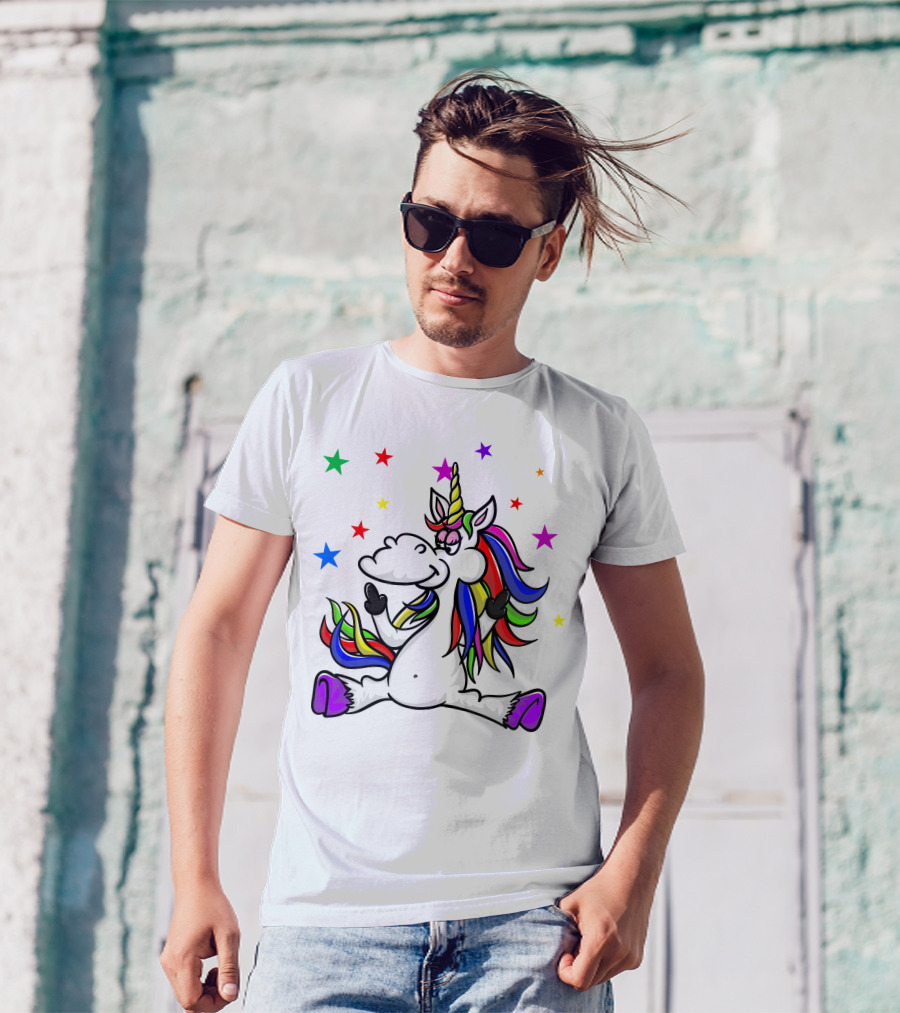 Funny Unicorn Twinkles Rainbow Star T-Shirt