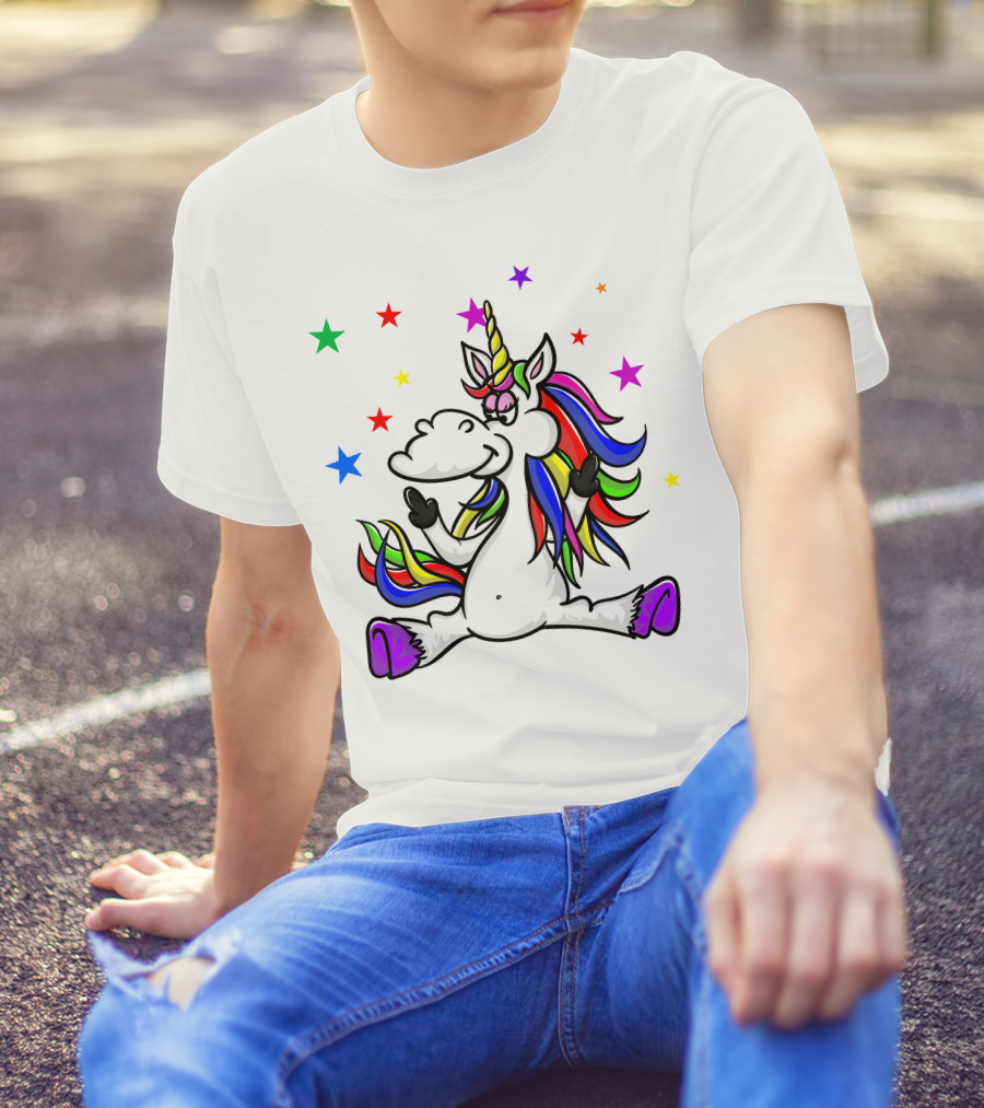 Funny Unicorn Twinkles Rainbow Star T-Shirt