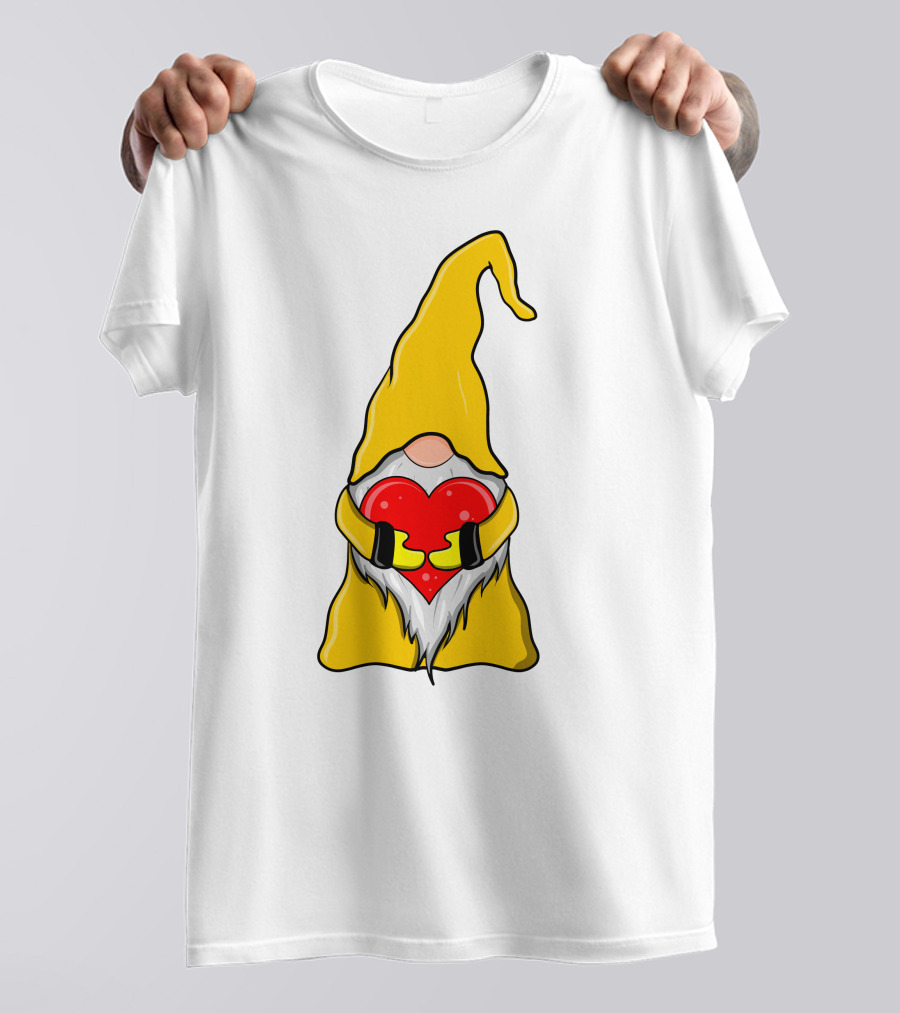 Gnome Holding Heart Hippie Valentine T-Shirt