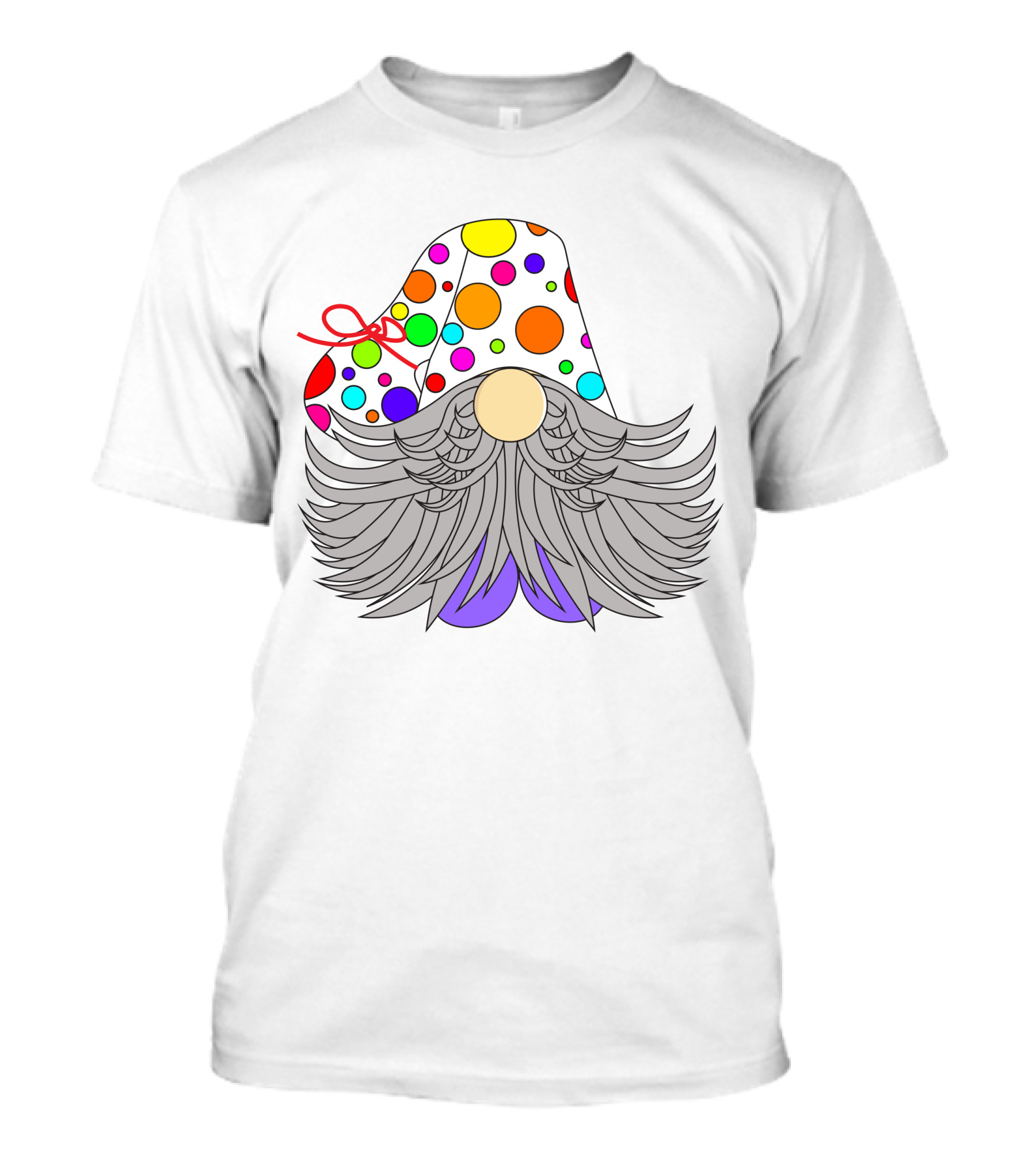Colorful Polka Dot Party Hat Gnome Birthday T-Shirt