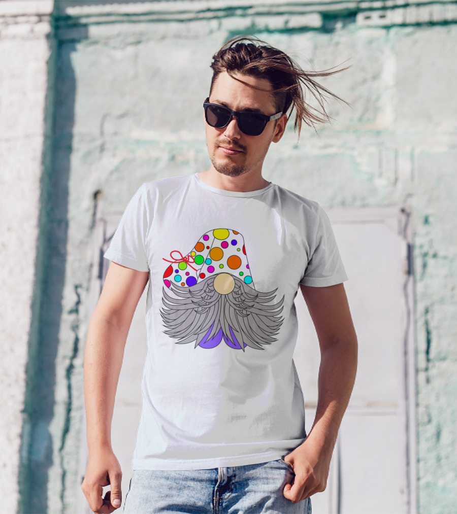 Colorful Polka Dot Party Hat Gnome Birthday T-Shirt