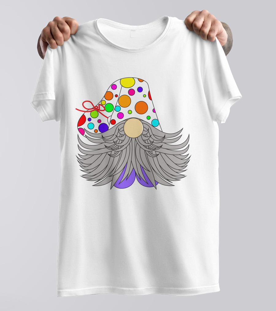 Colorful Polka Dot Party Hat Gnome Birthday T-Shirt