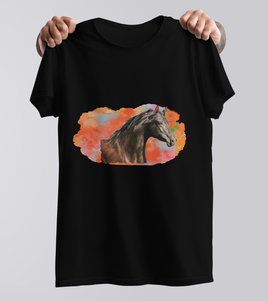 Arabian Horse With Vibrant Abstract Background T-Shirt