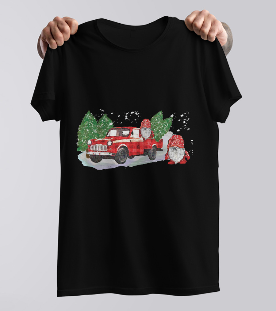 Christmas Tree Farm Red Pickup With Gnomes T-Shirt