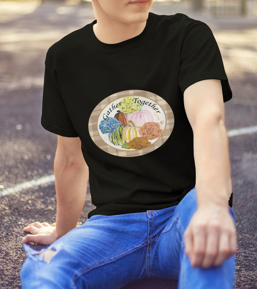 Gather Together Pumpkin Plaid Thanksgiving T-Shirt