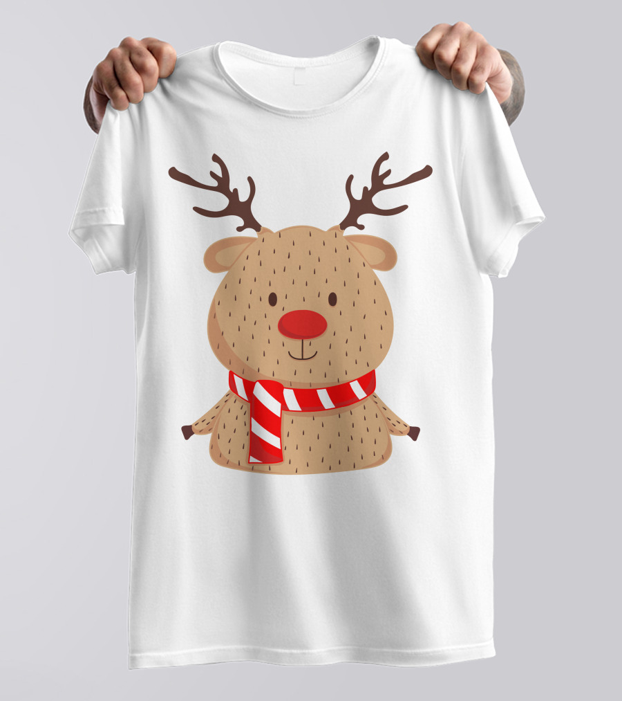 Baby Reindeer In Festive Winter Scarf T-Shirt