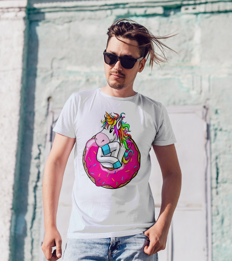 Baby Unicorn Inside Pink Sprinkled Donut T-Shirt