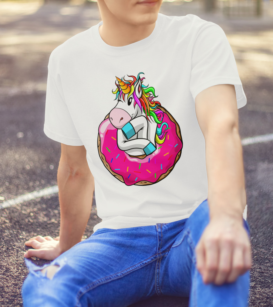 Baby Unicorn Inside Pink Sprinkled Donut T-Shirt