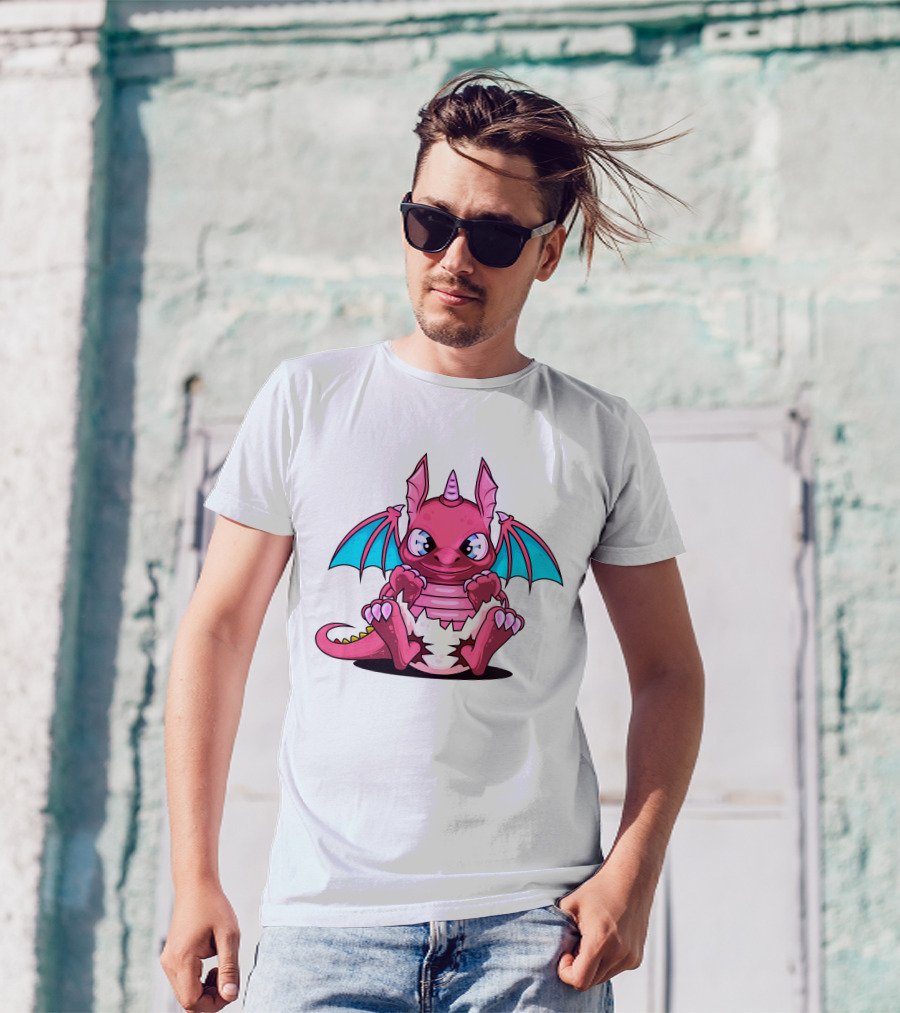 Pink Dragon Cute Cerulean Winged Hatchling T-Shirt