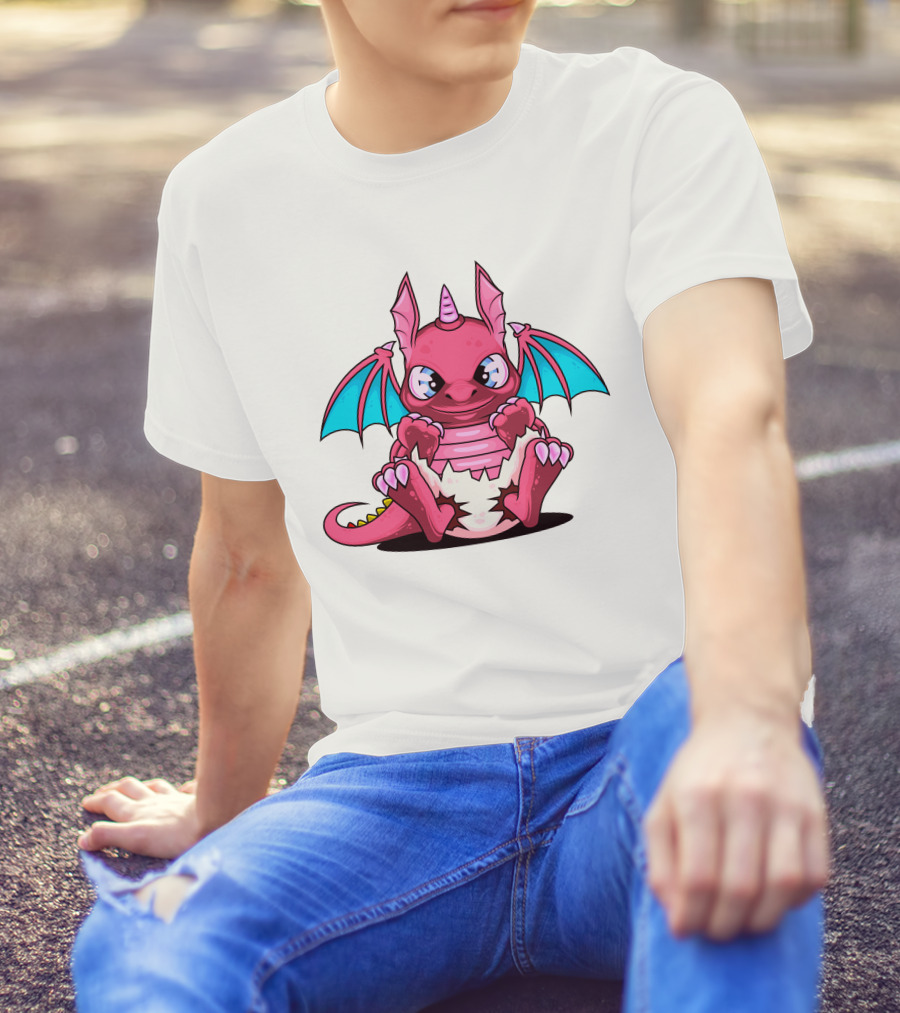 Pink Dragon Cute Cerulean Winged Hatchling T-Shirt