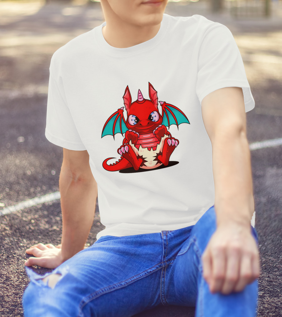 Red Cute Dragon Demon Fantasy Creature T-Shirt