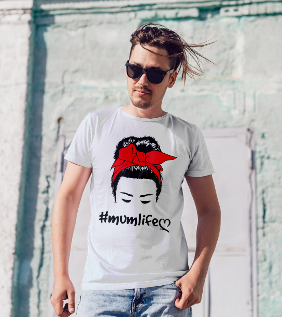 Messy Bun Red Bow #Mumlife T-Shirt