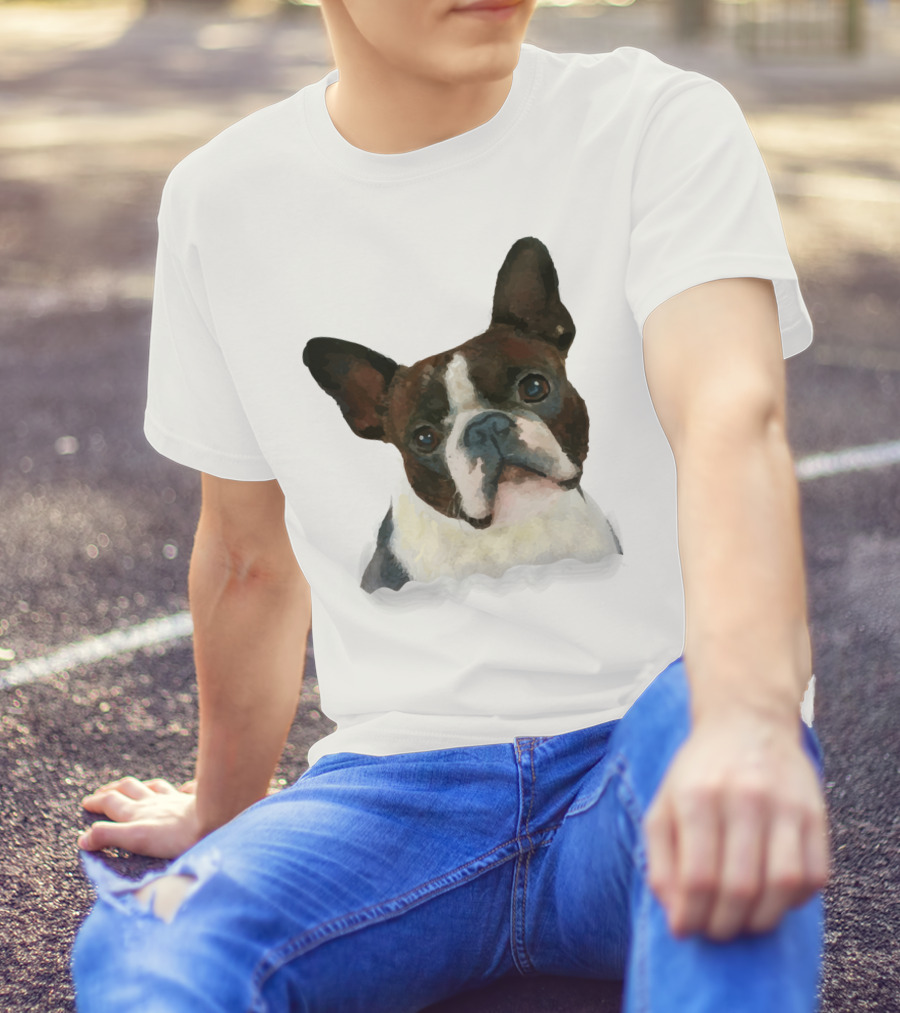 Watercolor French Bulldog Head T-Shirt