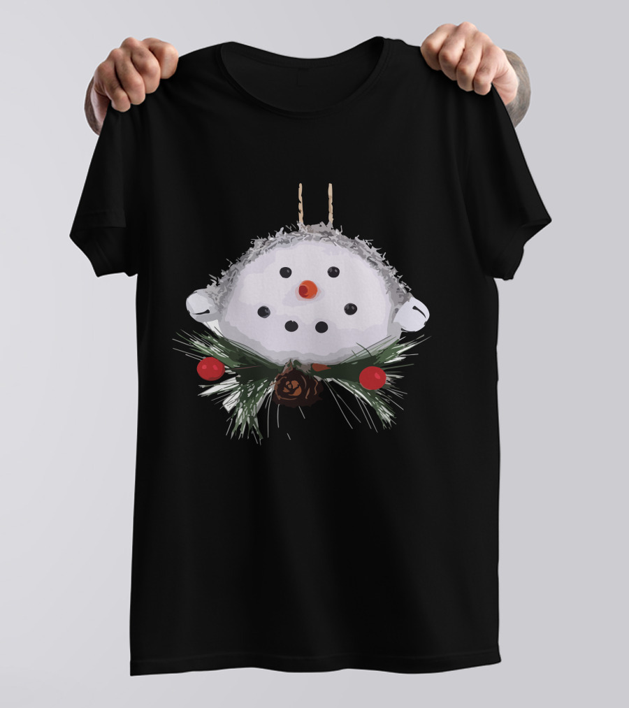 Christmas Snowman Ball Ornament With Pinecones And Berries T-Shirt