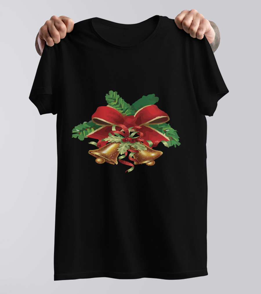 Christmas Bells Holly Ribbon Garland T-Shirt