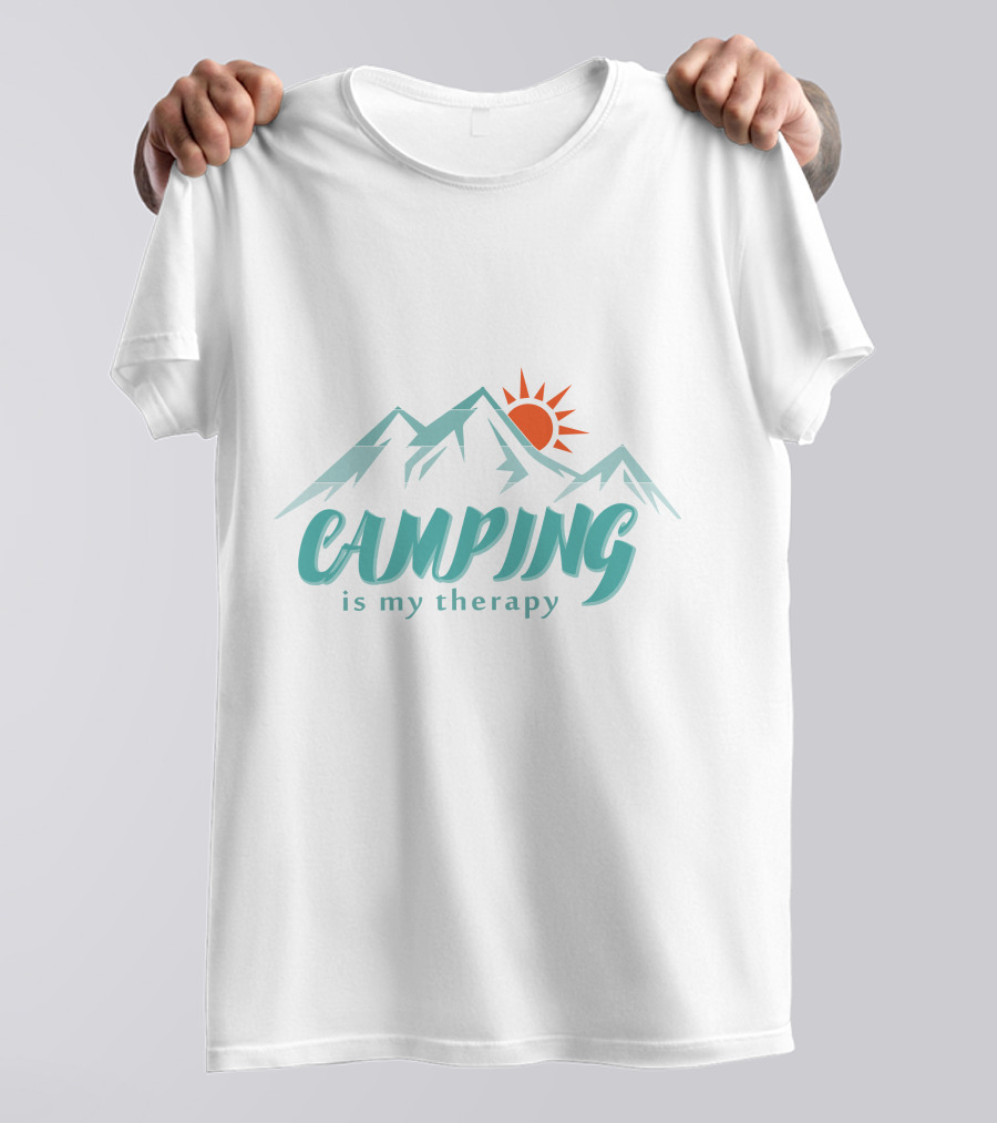 Camping Is My Therapy Mountains Sun T-Shirt