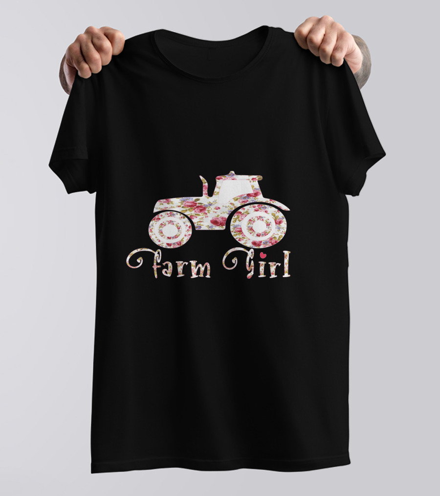 Farm Girl Floral Tractor T-Shirt