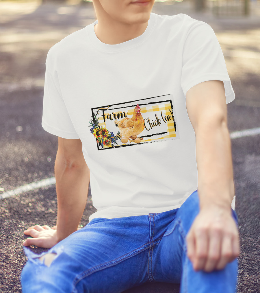 Farm Chicken Sunflower Fall Thanksgiving T-Shirt