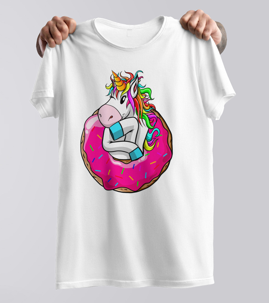 Unicorn Donut Cake Rainbow Horn Pink Sprinkles T-Shirt