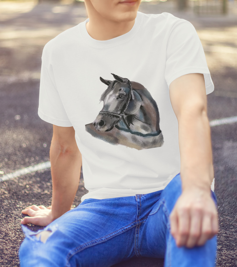 Watercolor Portrait Of Arabian Horse Head T-Shirt