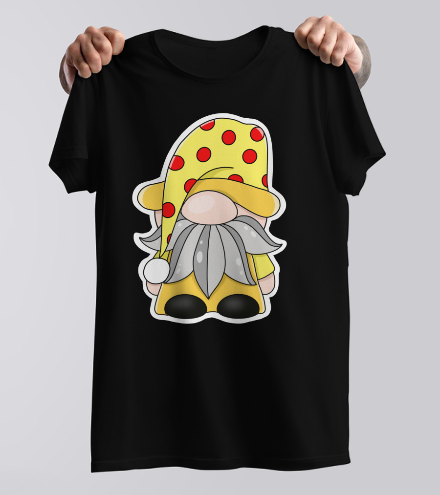 Funny Gnomes Yellow Red Polka Dot Hat T-Shirt