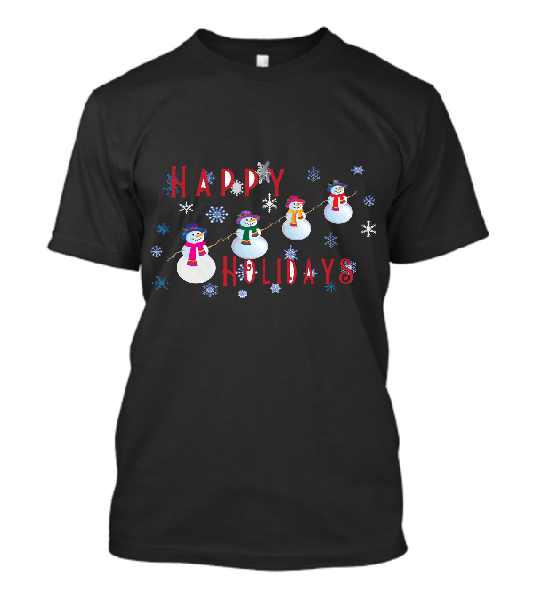 Happy Holidays Snowmen With Snowflakes T-Shirt