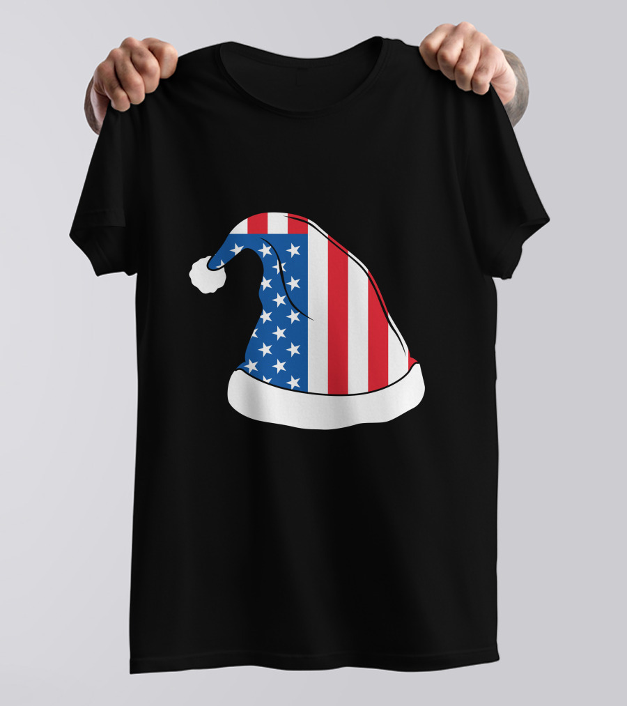 USA Flag Santa Hat Christmas Hat T-Shirt