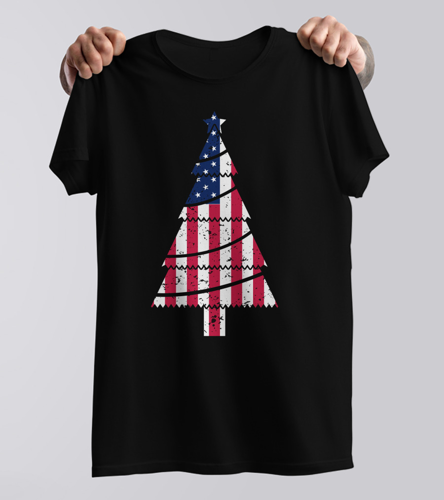 USA Flag Christmas Tree T-Shirt