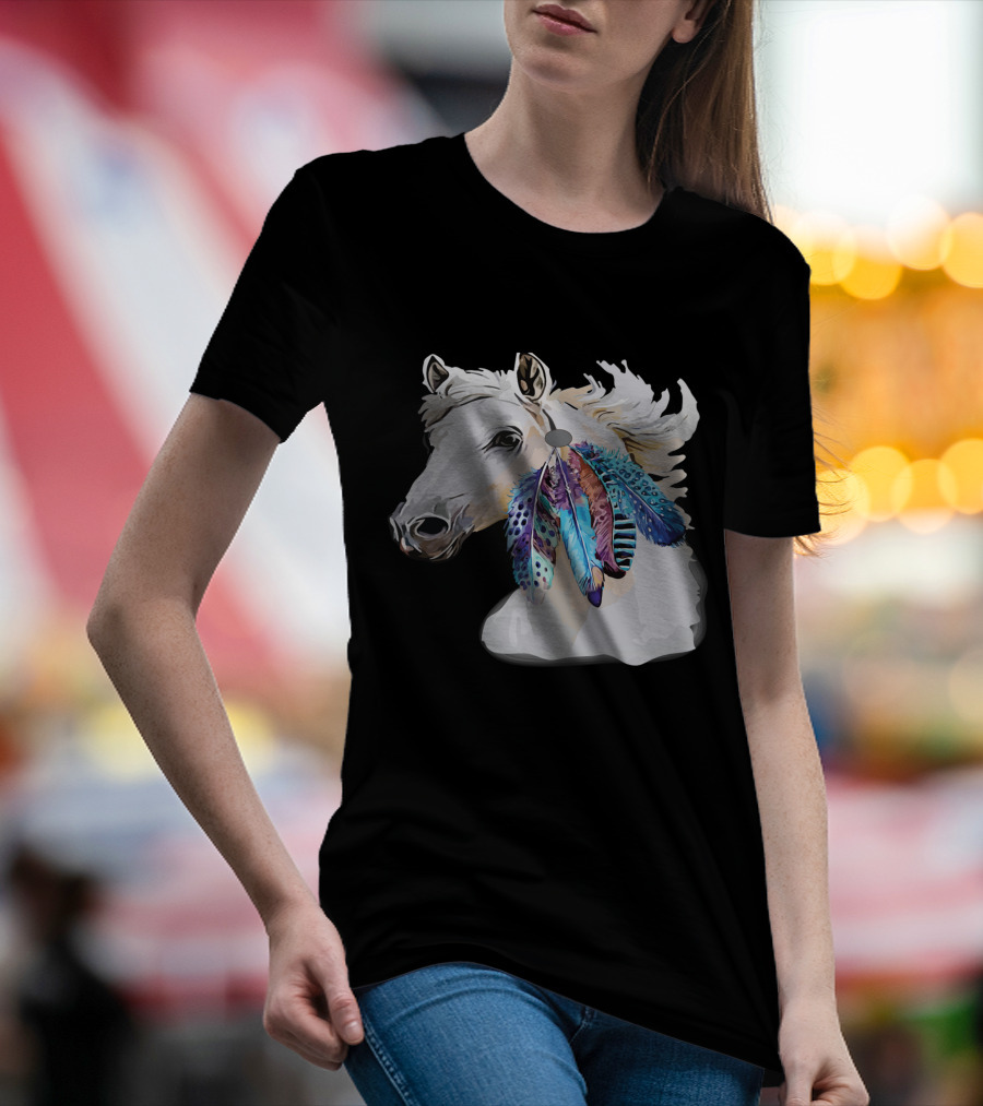 Horse Boho Feathers Vibrant Mane T-Shirt