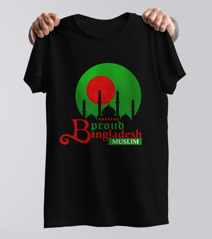 Proud Bangladesh Muslim Mosque Silhouette Flag T-Shirt