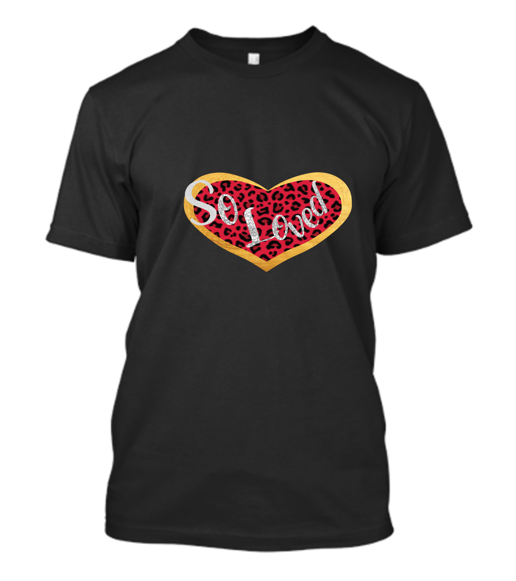 So Loved Heart Red Leopard Valentine's Day T-Shirt