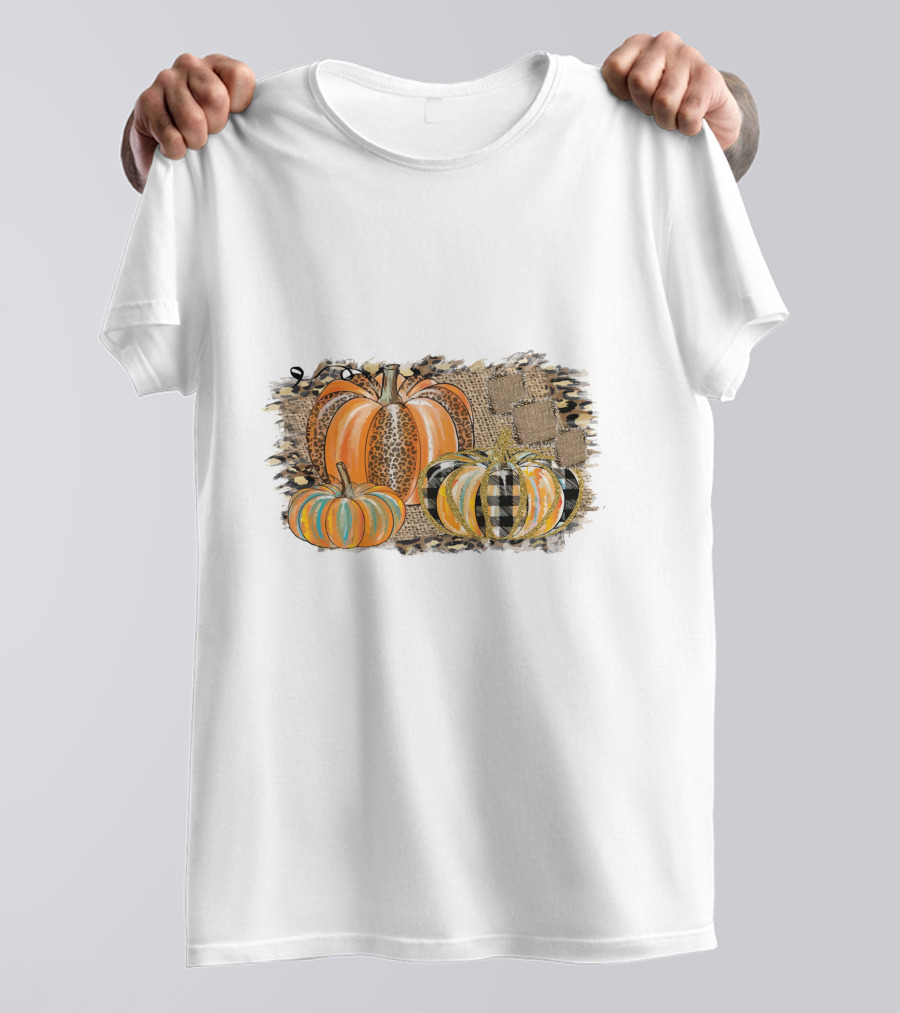 Leopard And Plaid Pumpkins Thanksgiving T-Shirt