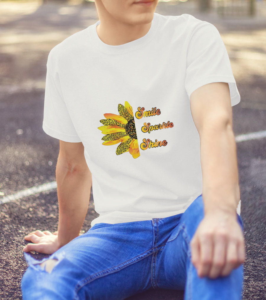 Smile Sparkle Shine Sunflower Blossom Burst T-Shirt