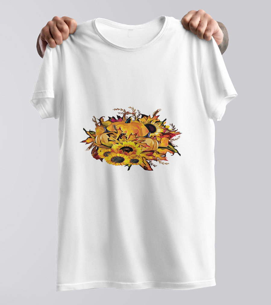 Thanksgiving Pumpkins Sunflower Fall Harvest Arrangement T-Shirt
