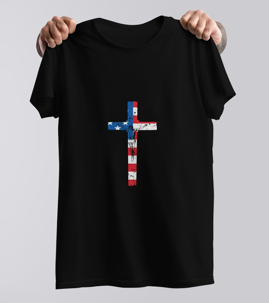 Jesus American Flag Cross Crucifixion T-Shirt