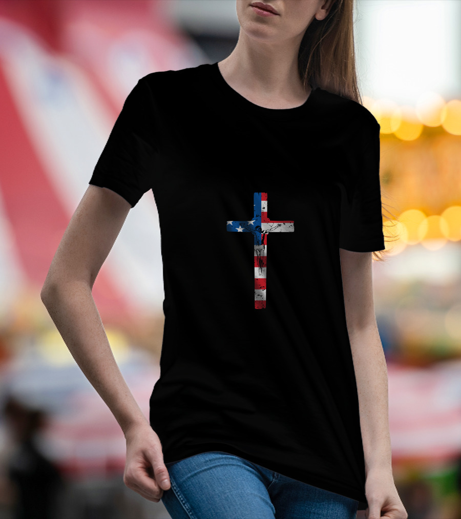 Jesus American Flag Cross Crucifixion T-Shirt