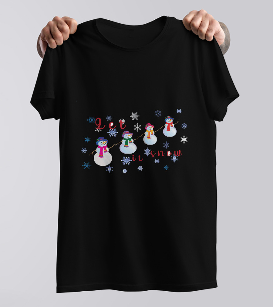 Let It Snow Christmas Snowmen And Snowflakes T-Shirt