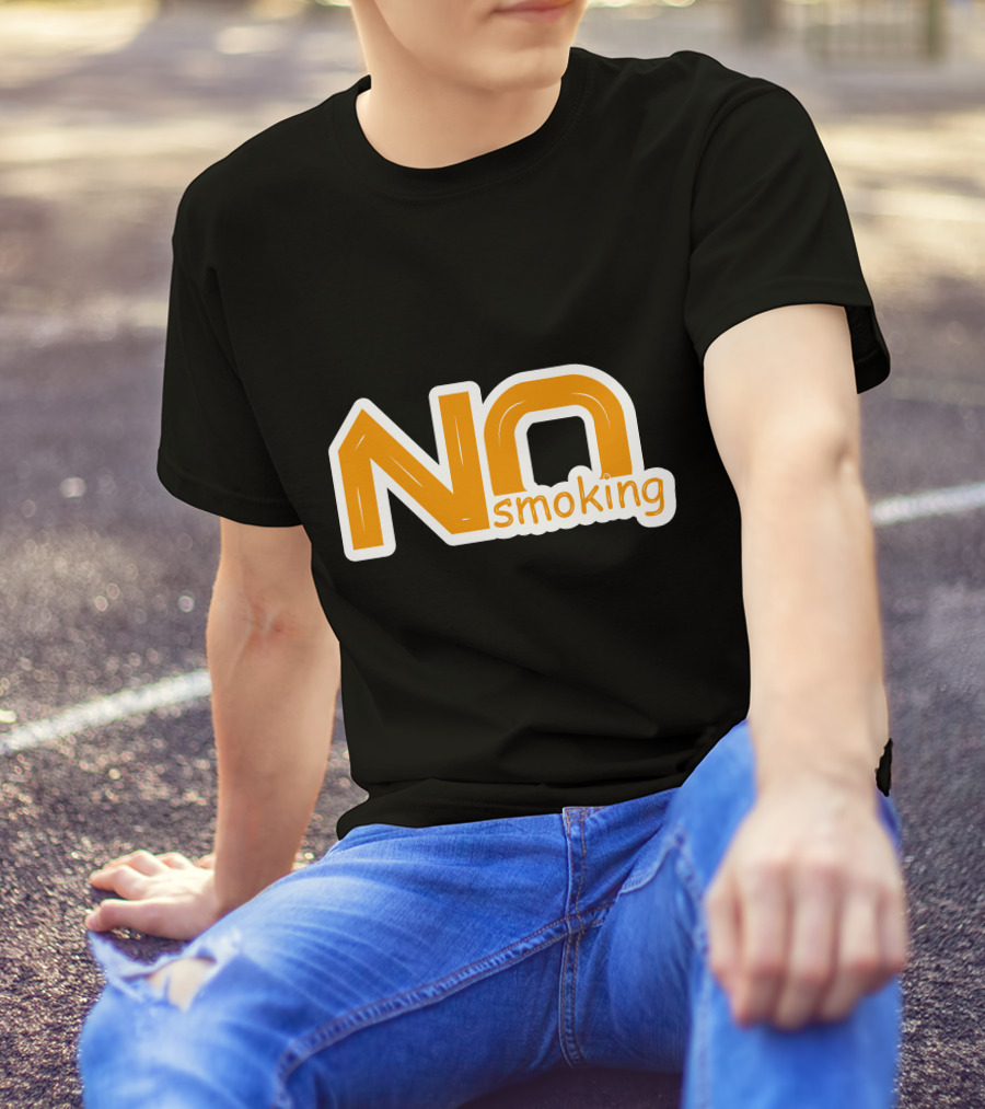 NO Smoking Style Bold Orange Text T-Shirt