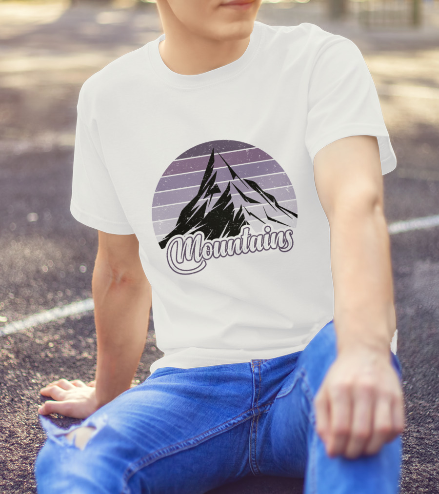 Mountains Vintage Retro Sunset Camping T-Shirt