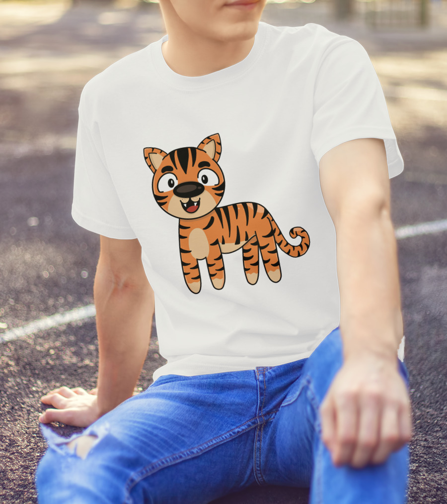Adorable Striped Cartoon Baby Tiger T-Shirt