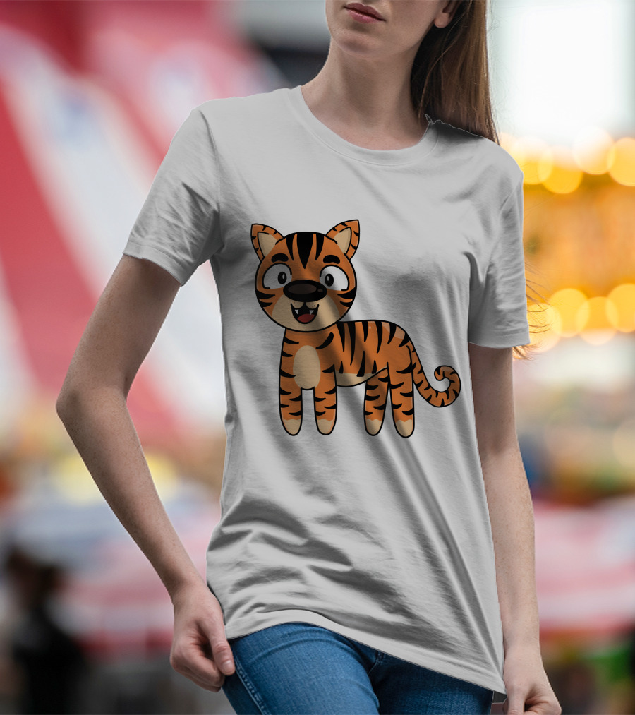 Adorable Striped Cartoon Baby Tiger T-Shirt