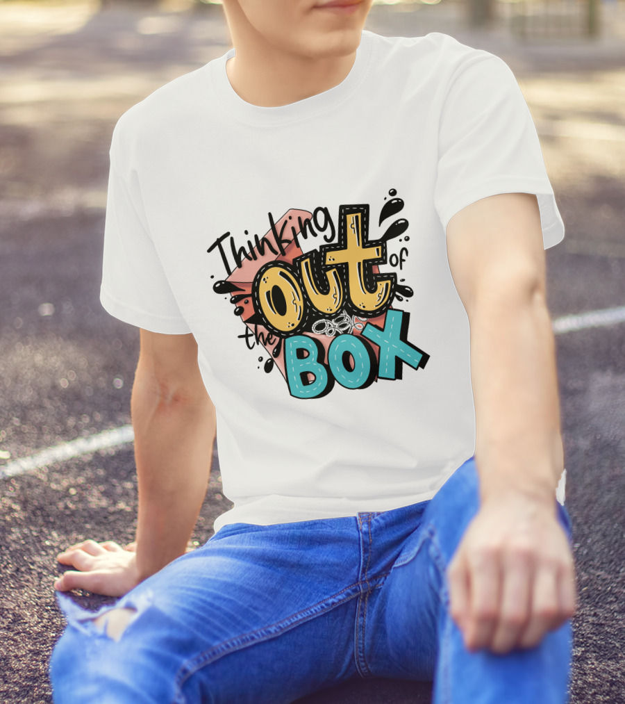 Thinking Out Of The Box Creative Typography T-Shirt