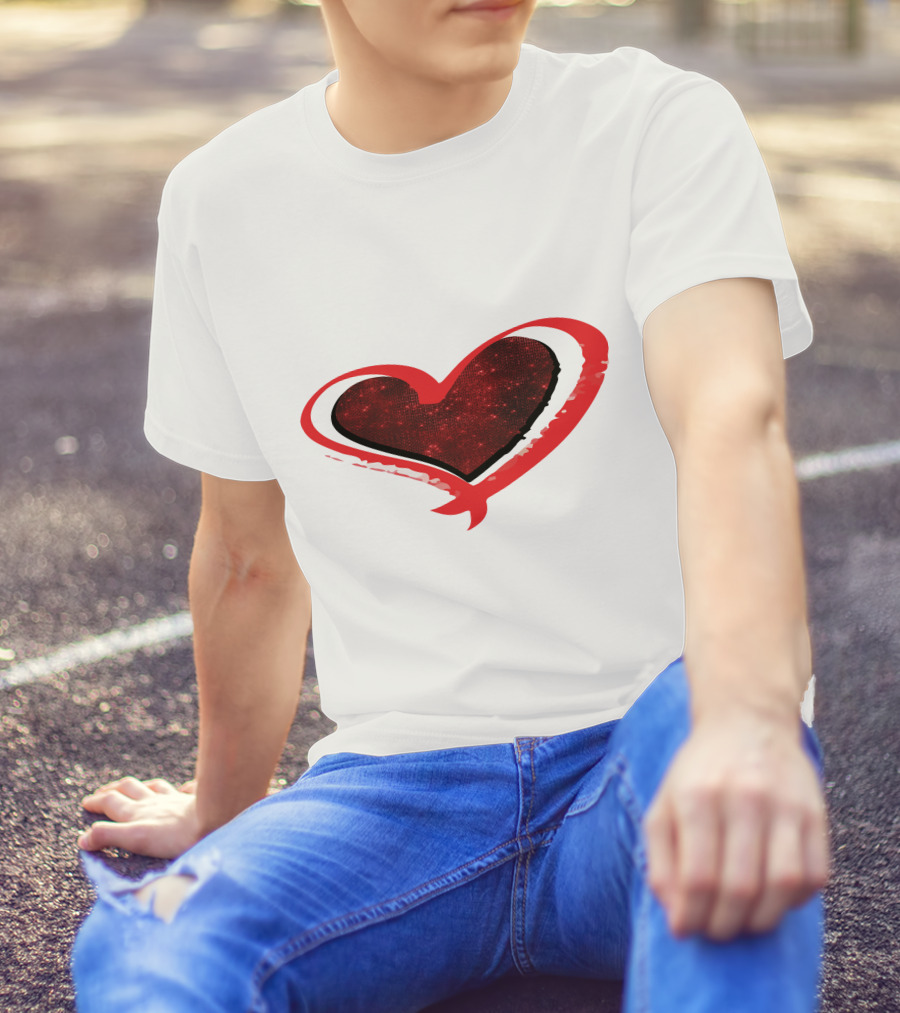Valentines Day Heart Red Sparkle T-Shirt