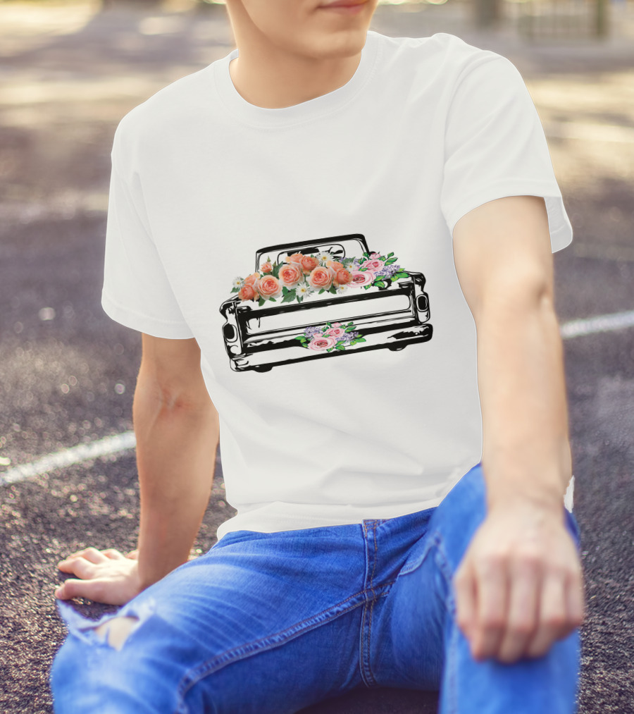Vintage Truck Floral Arrangement T-Shirt