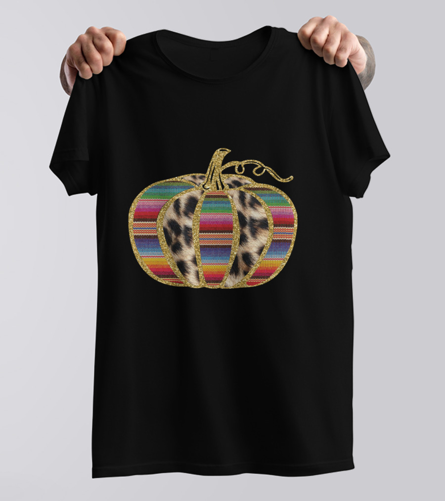 Leopard Serape Pattern Pumpkin T-Shirt