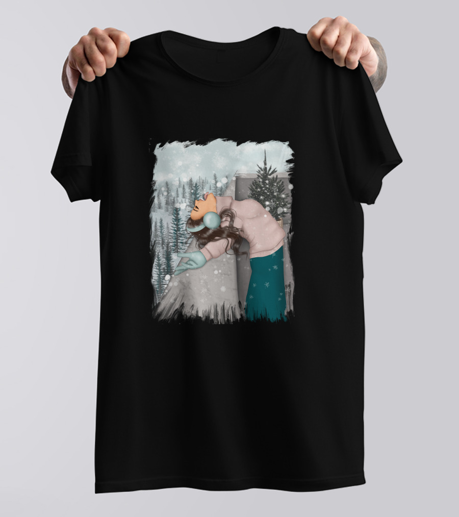 Best Wish In Winter Embracing Snowfall In Forest Scene T-Shirt