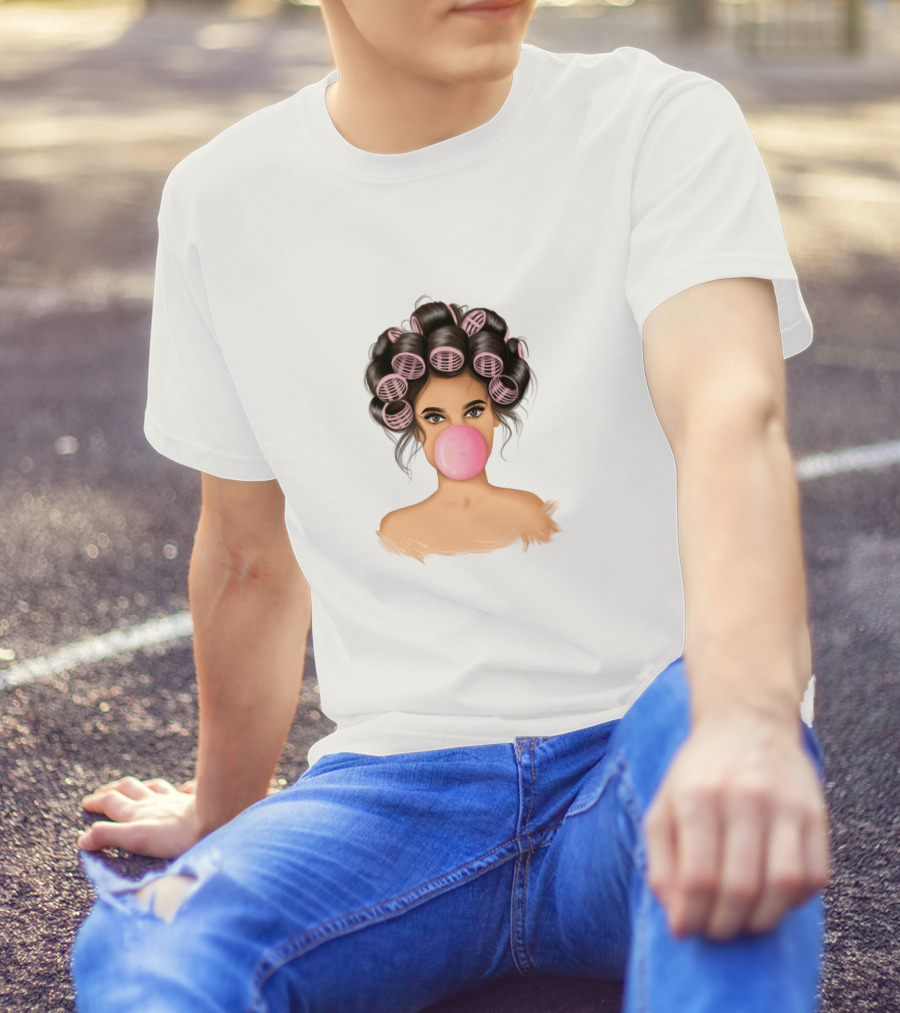 Bubble Gum Girl Hair Curlers T-Shirt
