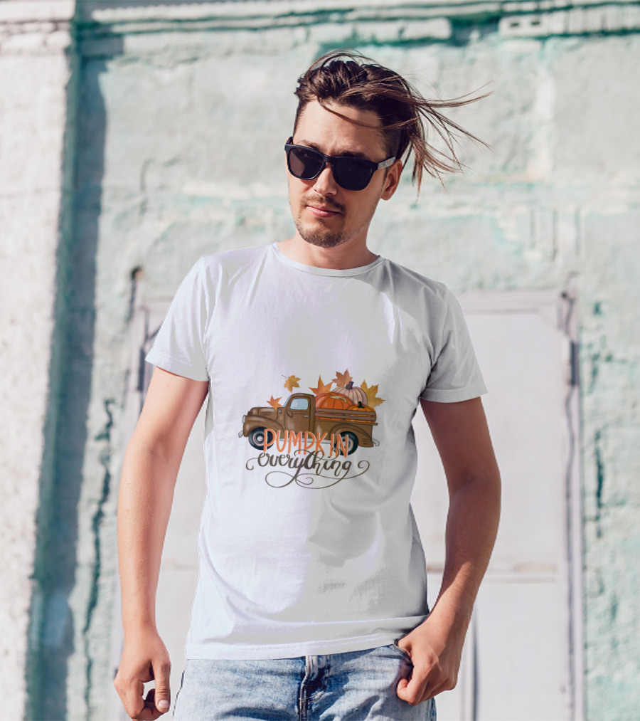 Pumpkin Everything Fall Truck With Leaves T-Shirt