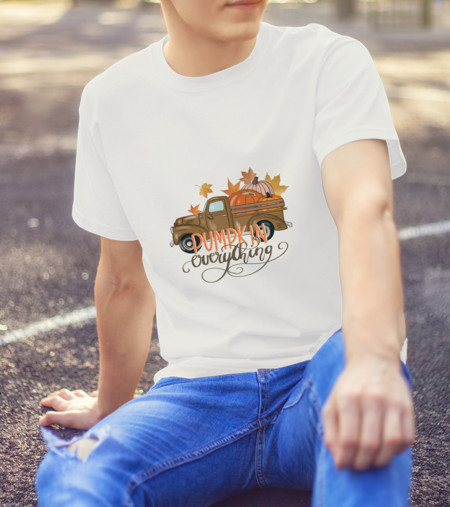 Pumpkin Everything Fall Truck With Leaves T-Shirt